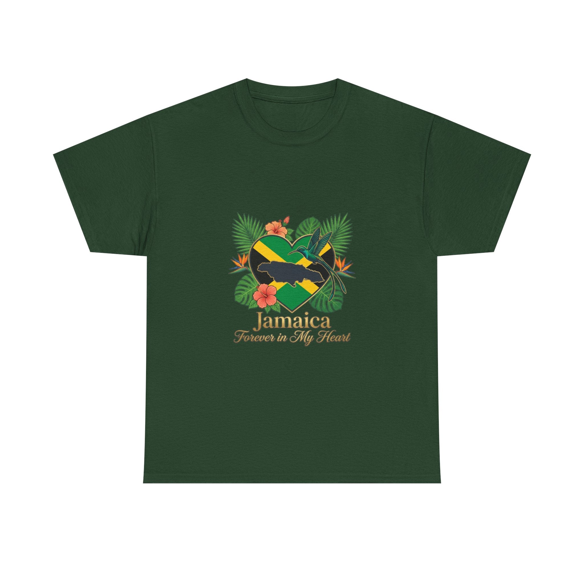 Jamaica Heart Graphic Tee — "Jamaica Forever in My Heart" Tropical Flag T-Shirt