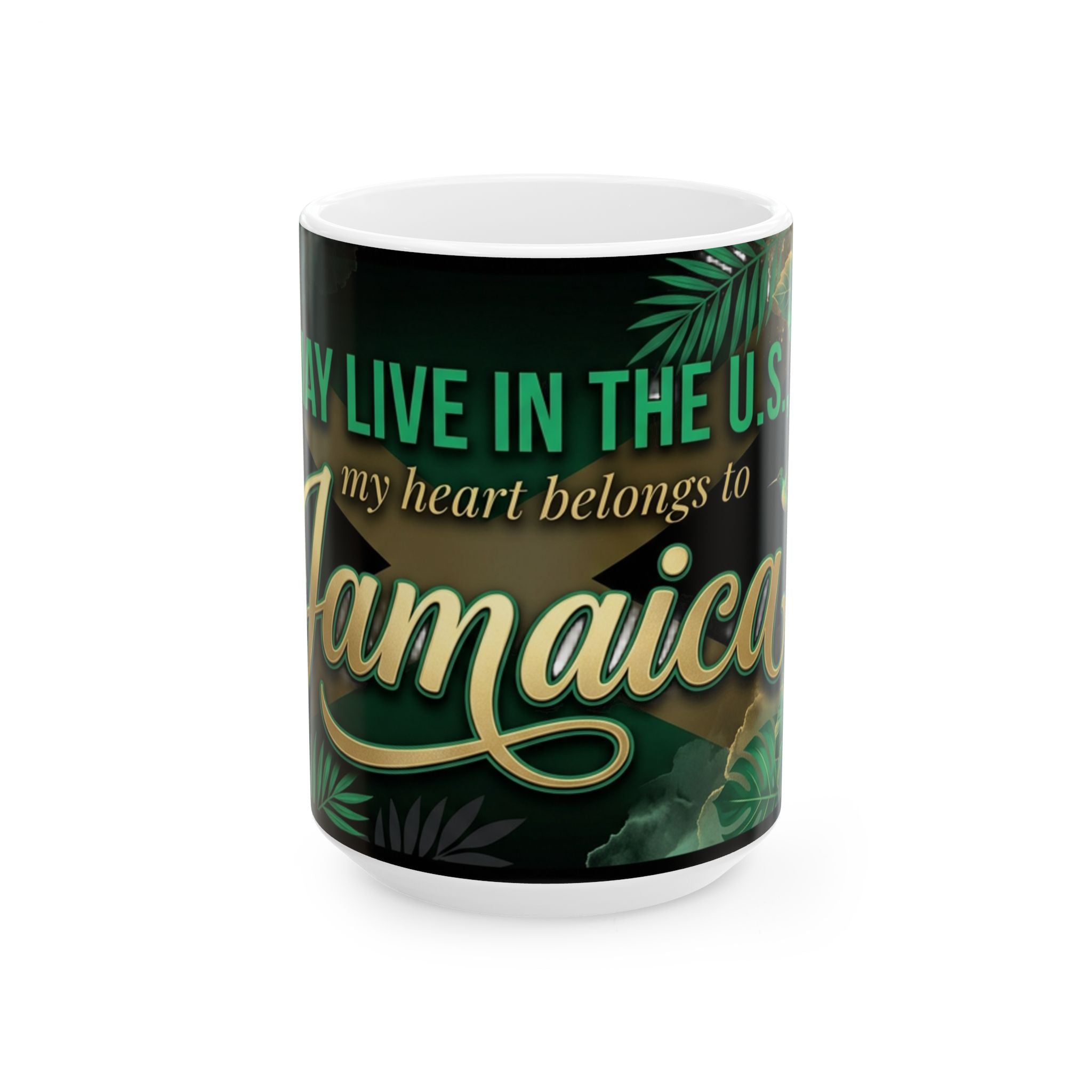 My heart belongs to Jamaica Mug | Ceramic Jamaica flag coffee cup