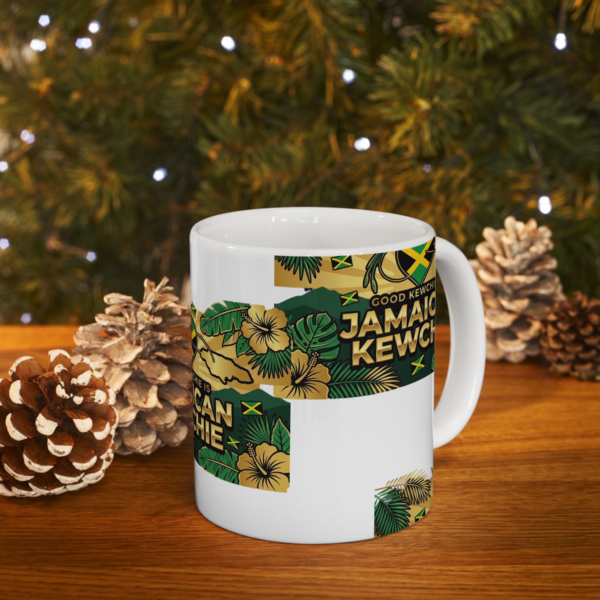 Jamaican Kewchie Ceramic Mug | Good Kewchie is Jamaican Kewchie Tropical Coffee Cup (11oz & 15oz)