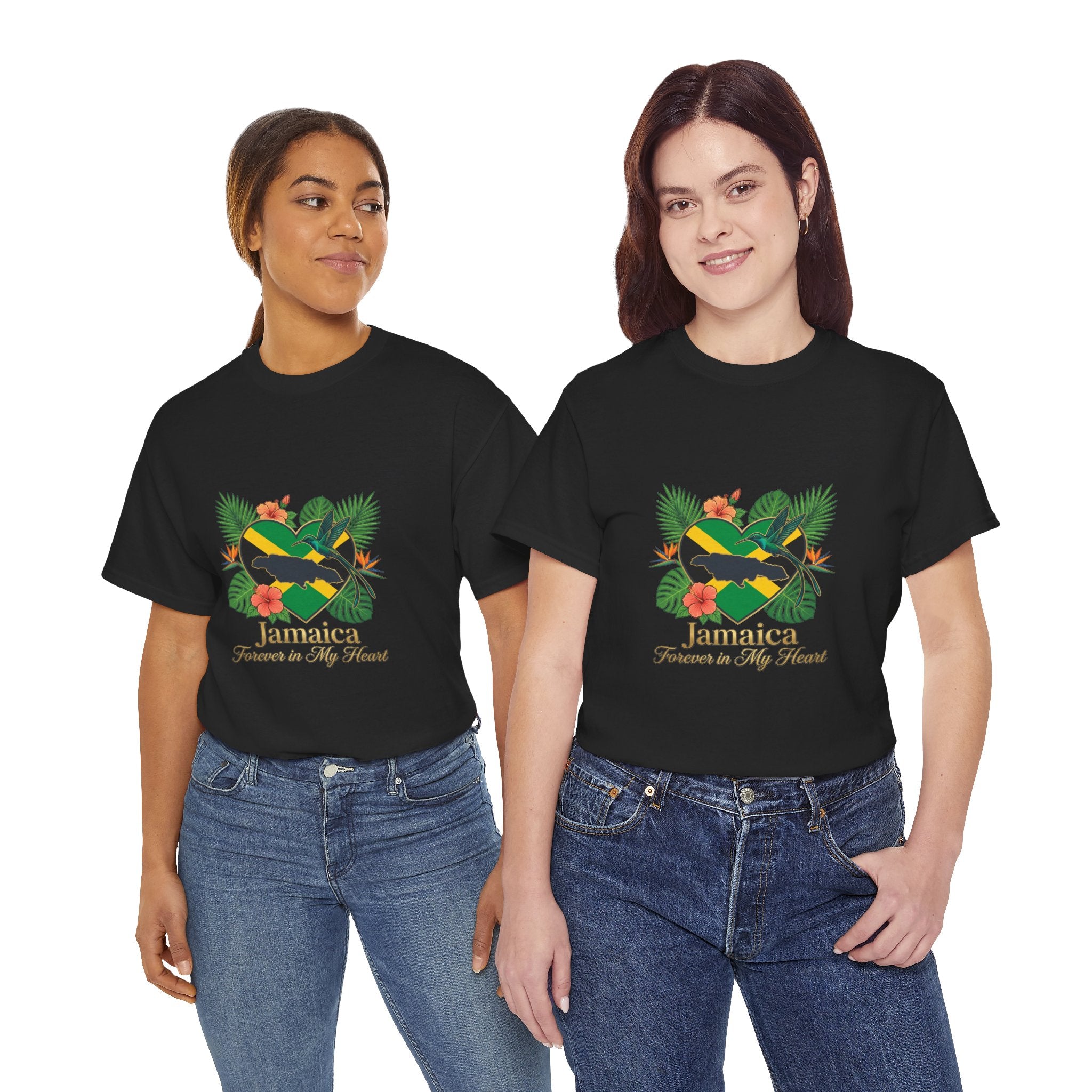 Jamaica Heart Graphic Tee — "Jamaica Forever in My Heart" Tropical Flag T-Shirt