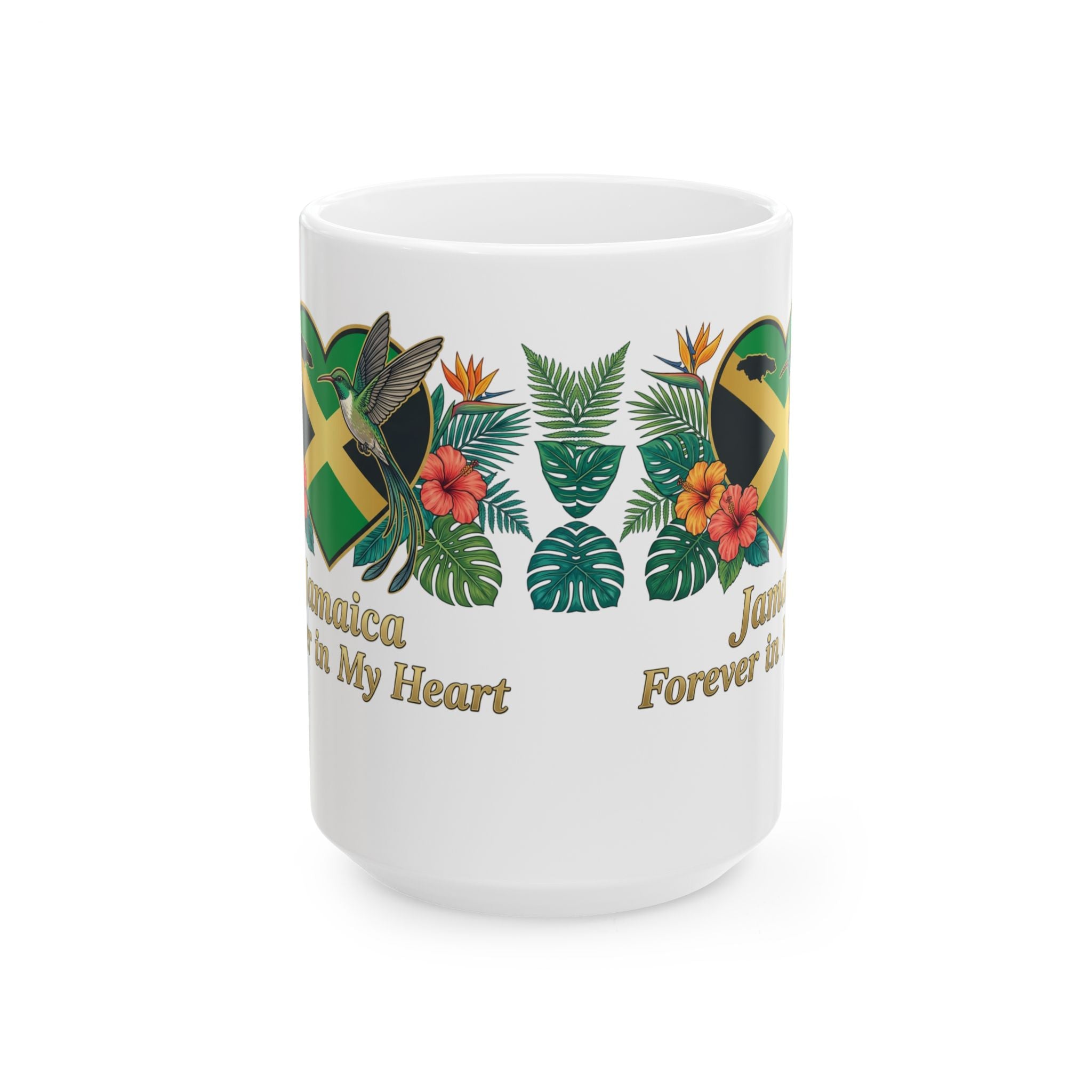 Jamaica Forever in My Heart Ceramic Mug | Tropical Flag & Hibiscus 11oz/15oz