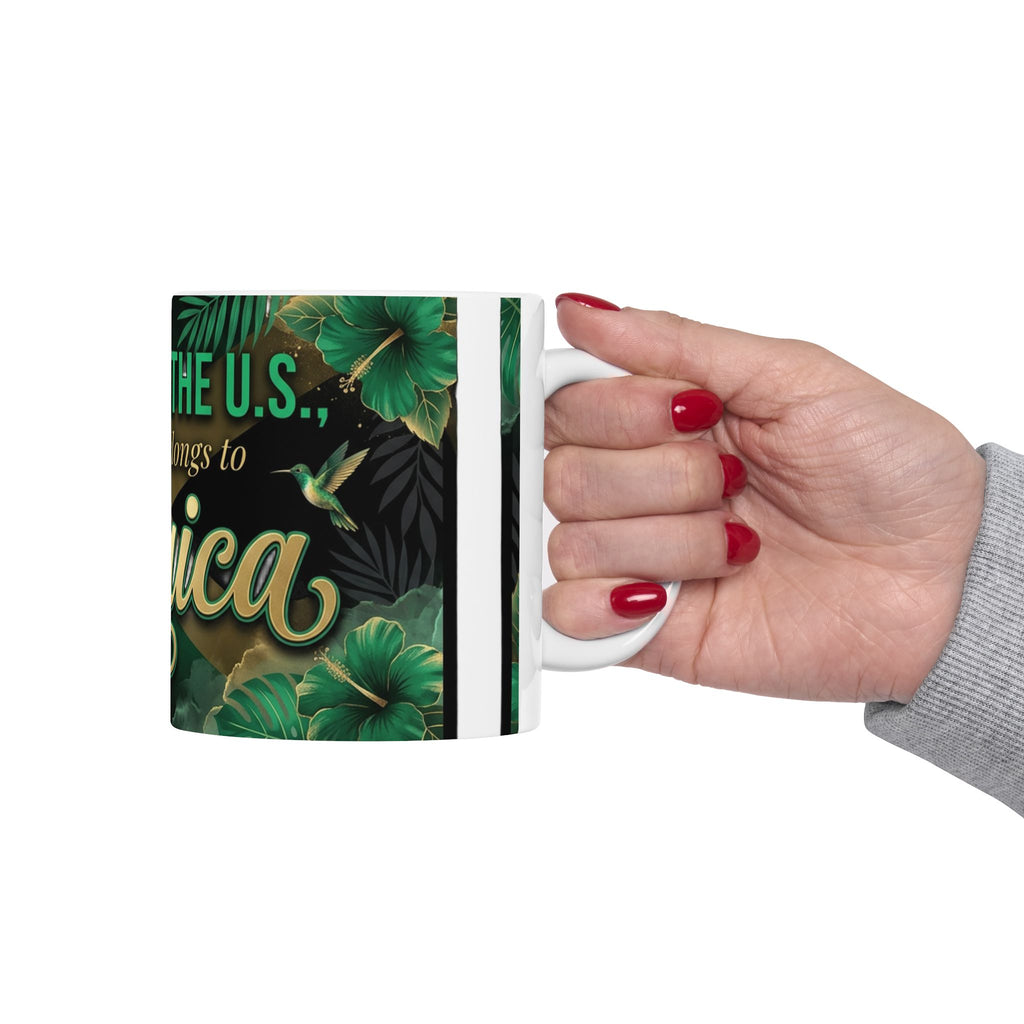 My heart belongs to Jamaica Mug | Ceramic Jamaica flag coffee cup