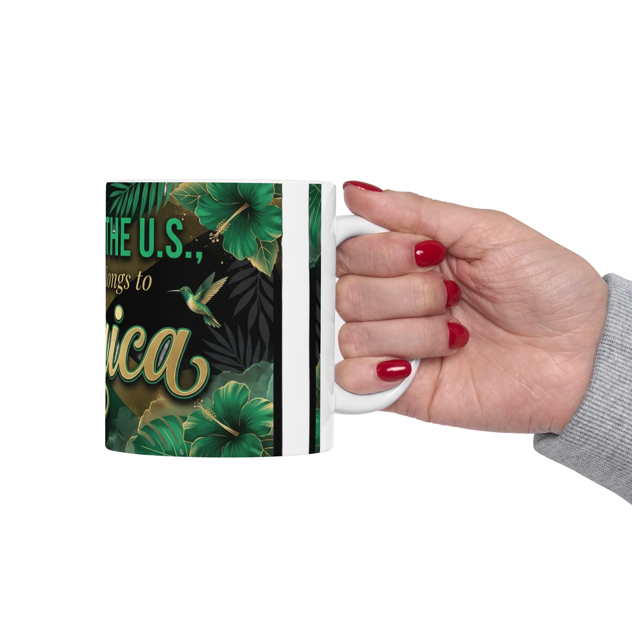 My heart belongs to Jamaica Mug | Ceramic Jamaica flag coffee cup