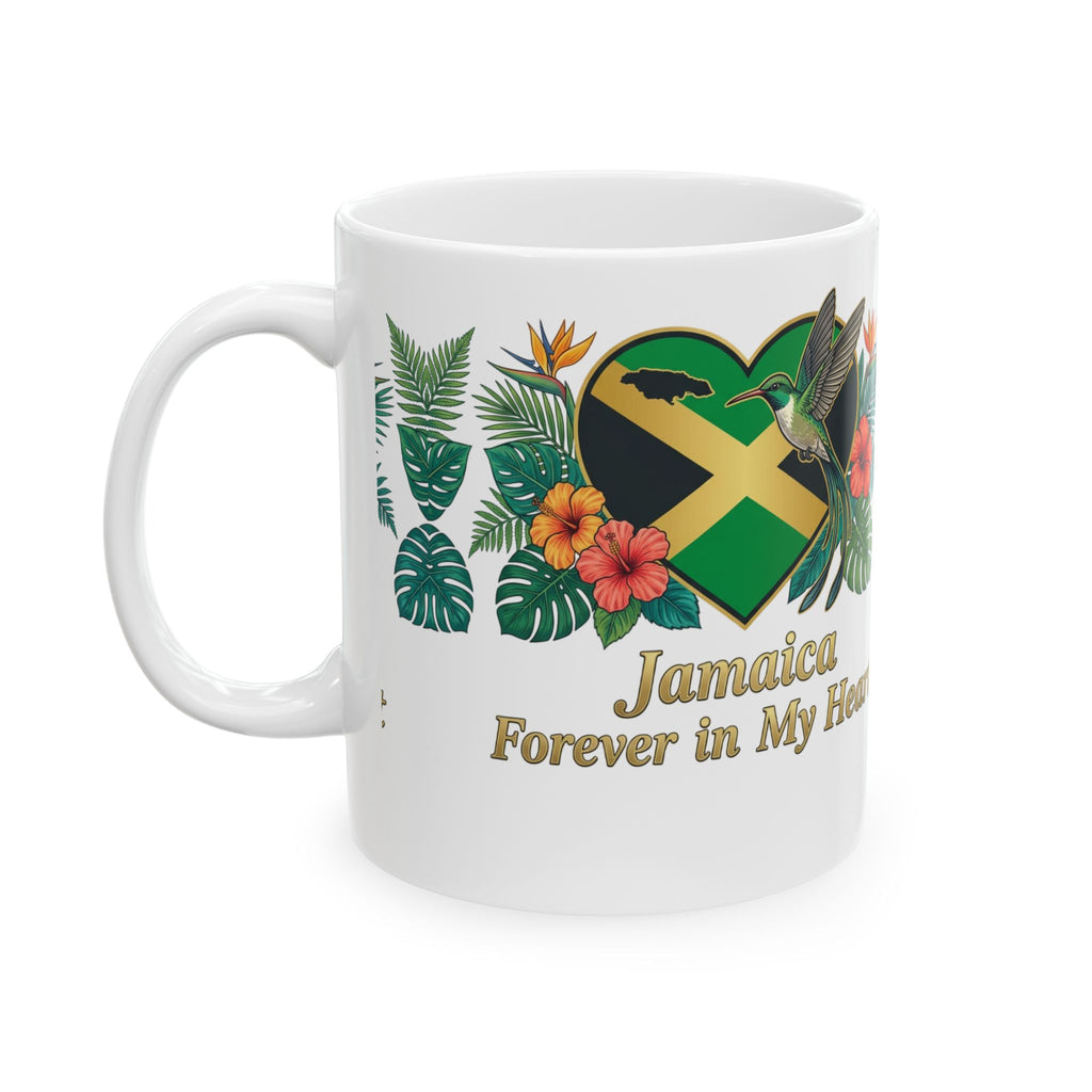 Jamaica Forever in My Heart Ceramic Mug | Tropical Flag & Hibiscus 11oz/15oz