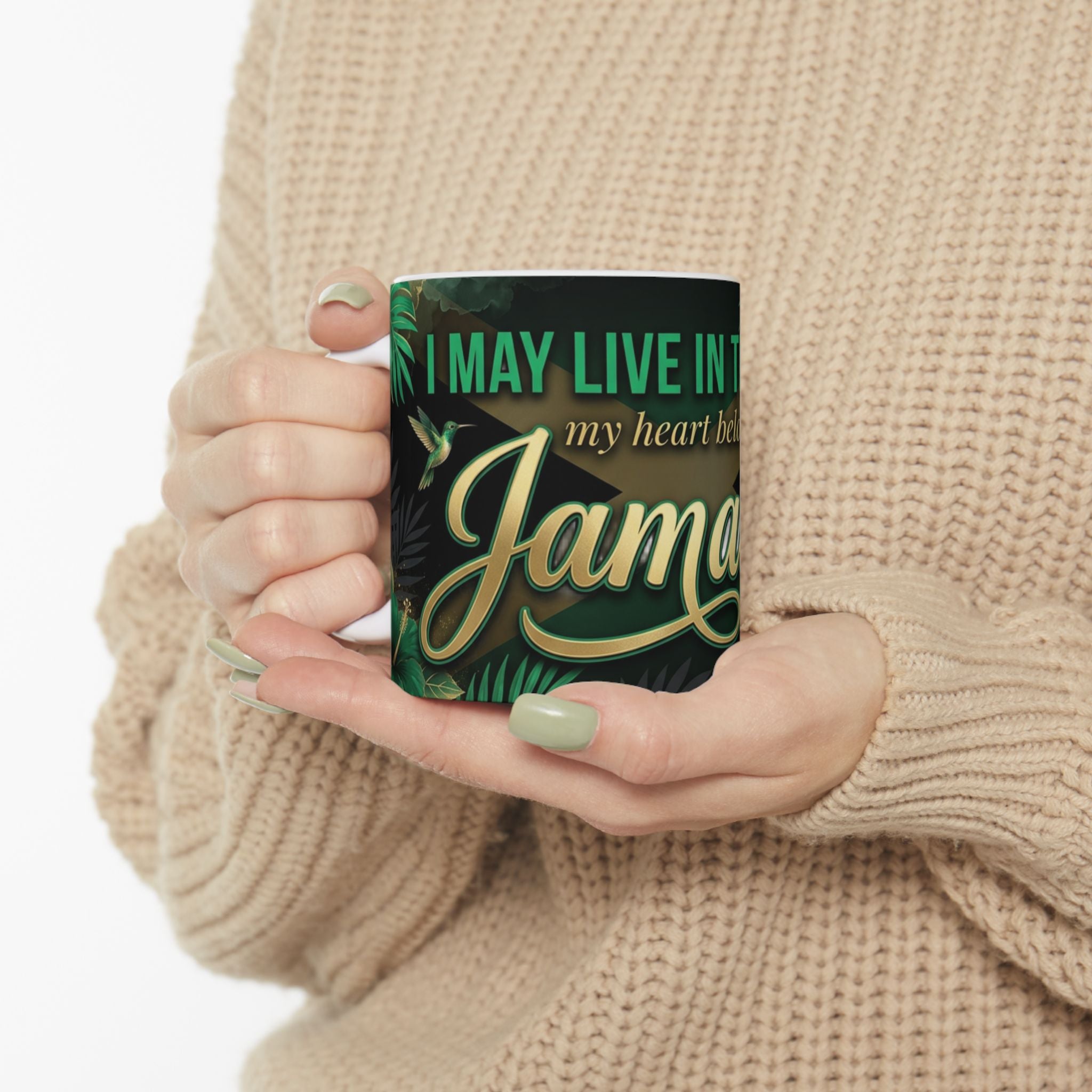 My heart belongs to Jamaica Mug | Ceramic Jamaica flag coffee cup