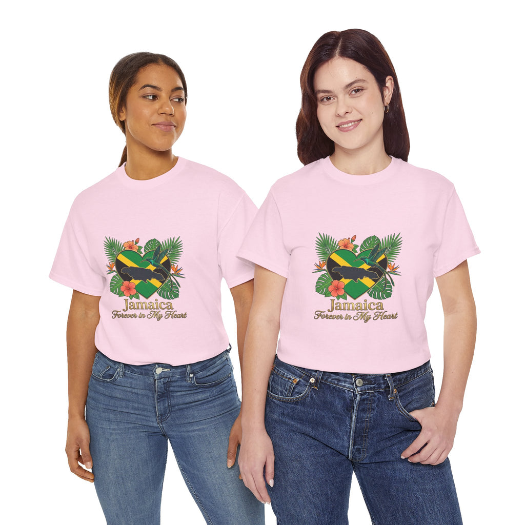 Jamaica Heart Graphic Tee — "Jamaica Forever in My Heart" Tropical Flag T-Shirt