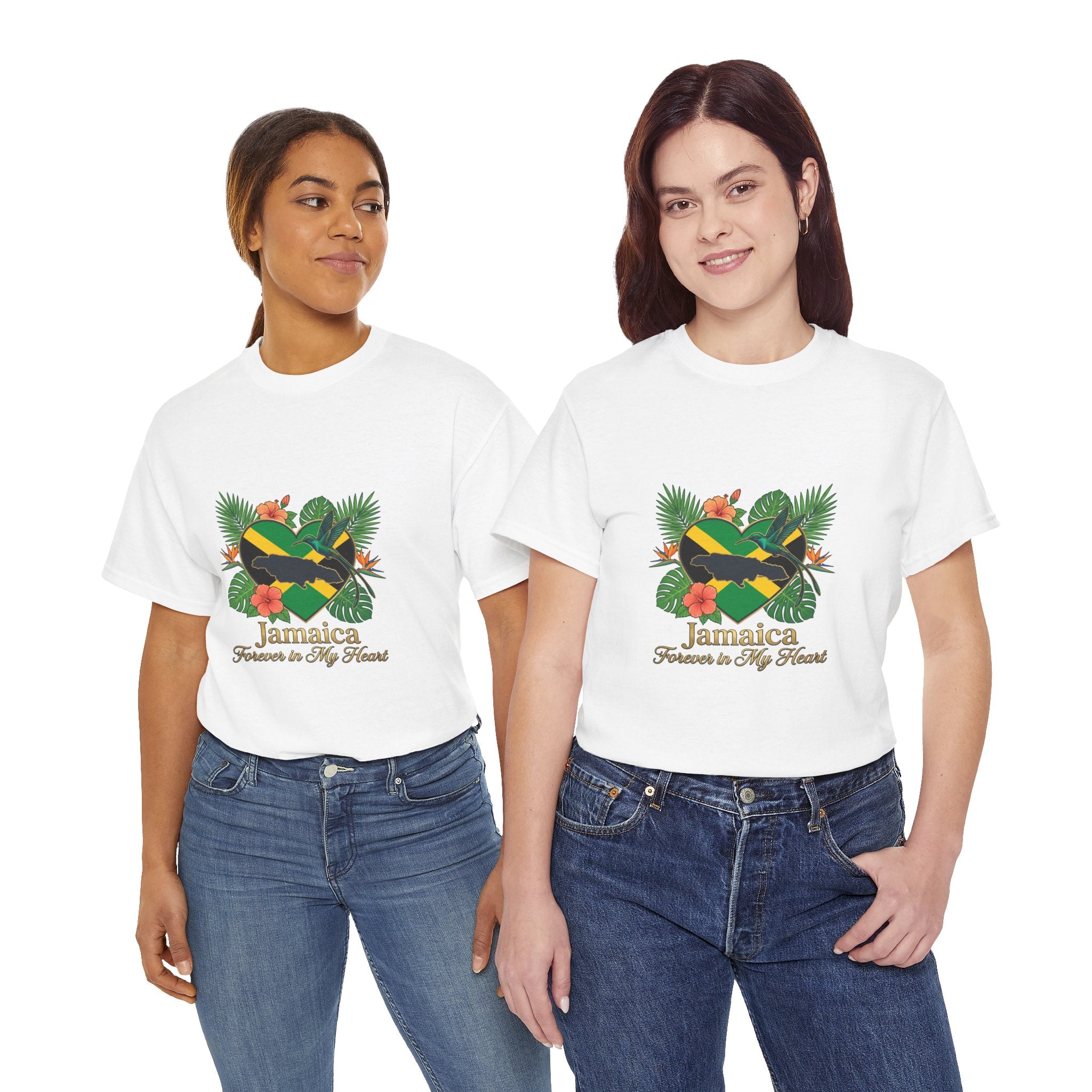 Jamaica Heart Graphic Tee — "Jamaica Forever in My Heart" Tropical Flag T-Shirt