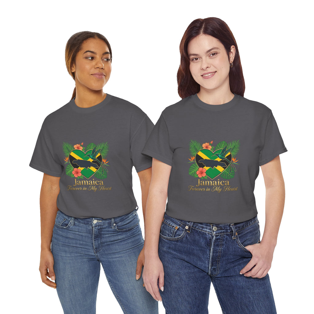 Jamaica Heart Graphic Tee — "Jamaica Forever in My Heart" Tropical Flag T-Shirt