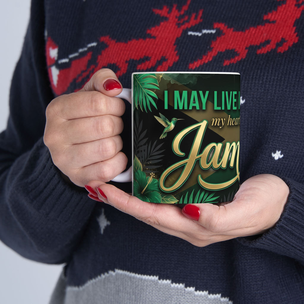 My heart belongs to Jamaica Mug | Ceramic Jamaica flag coffee cup