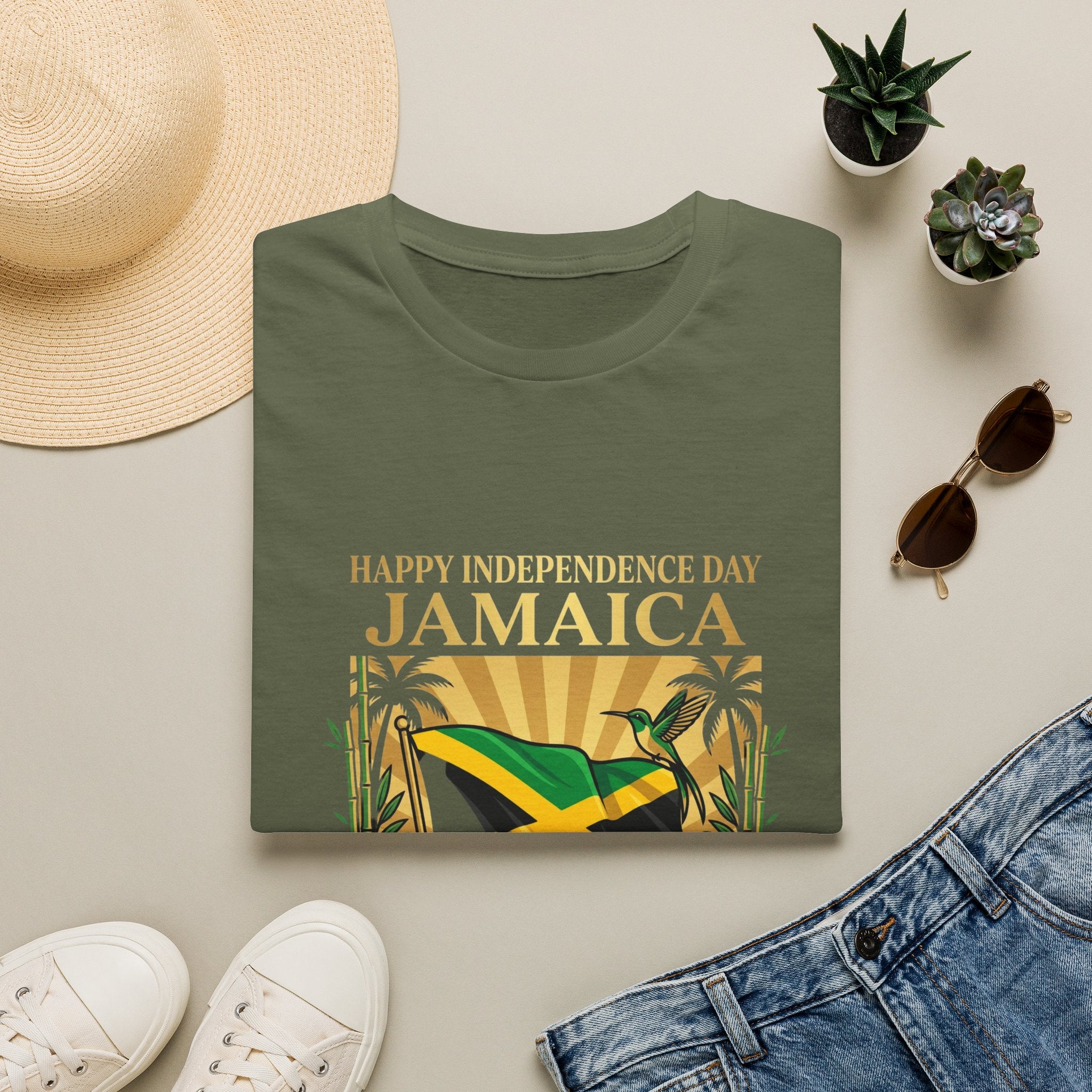 Jamaica Independence  Unisex Tropical Shirt | Jamaica Flag T-Shirt | Caribbean Vacation Tee | Jamaican Pride Apparel | Island Paradise Gift