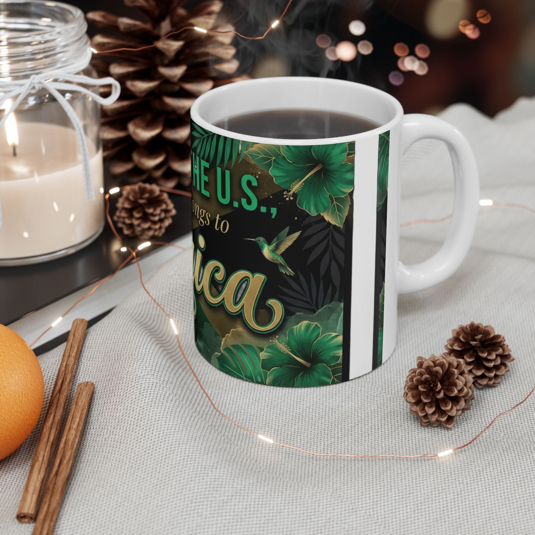 My heart belongs to Jamaica Mug | Ceramic Jamaica flag coffee cup