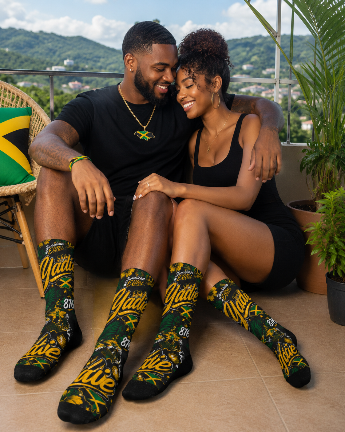 Yaadie Jamaican Elite Crew Socks | Premium 876 Caribbean Streetwear Socks