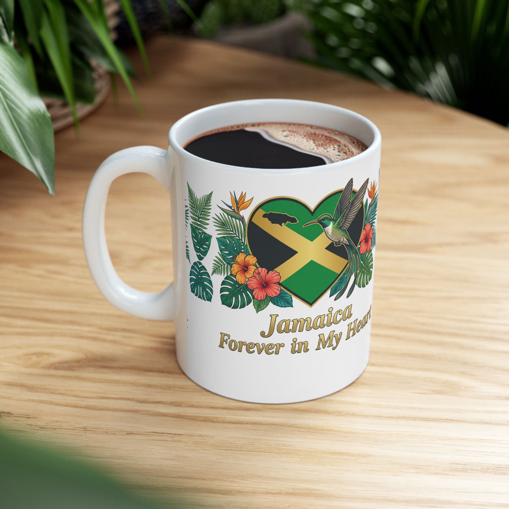 Jamaica Forever in My Heart Ceramic Mug | Tropical Flag & Hibiscus 11oz/15oz