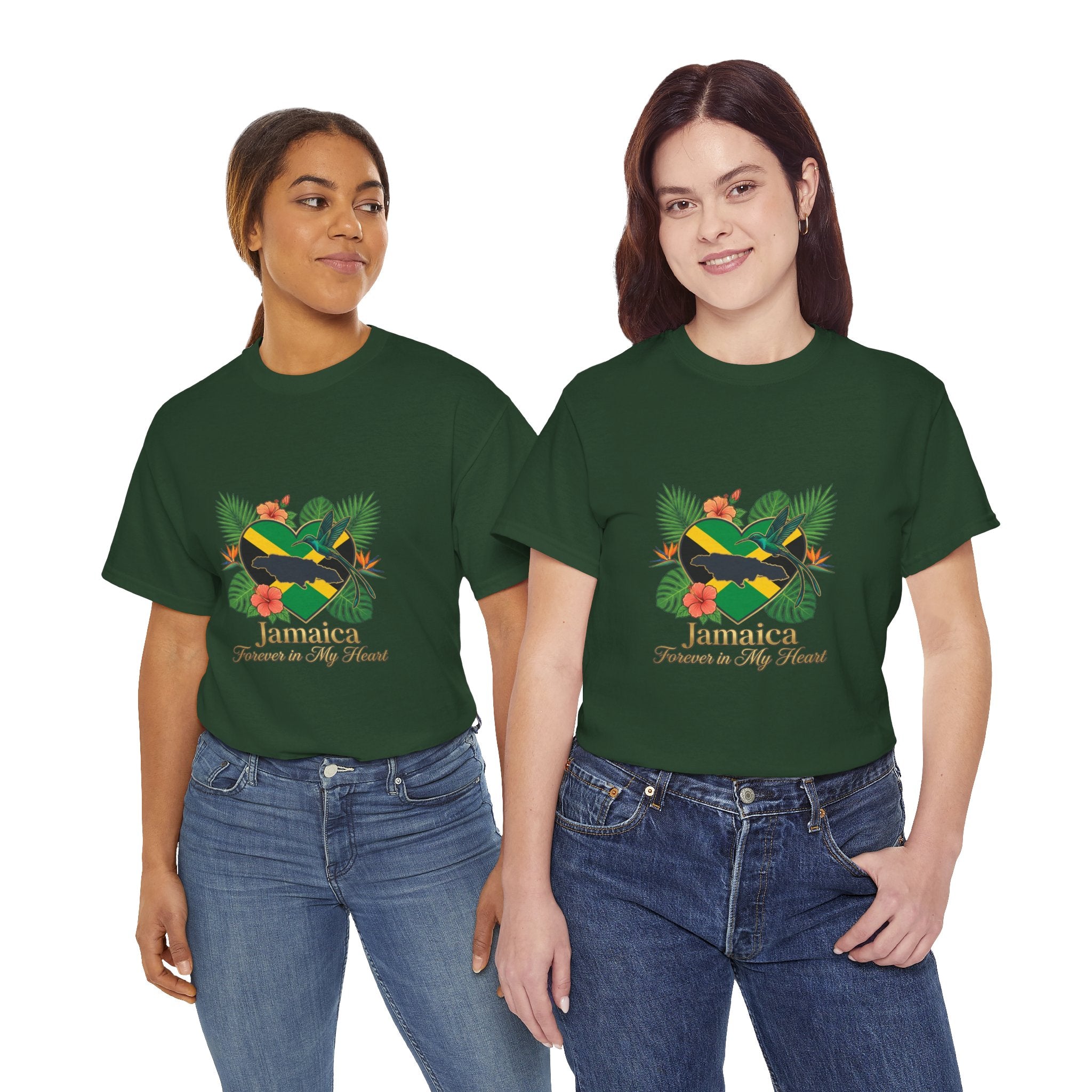 Jamaica Heart Graphic Tee — "Jamaica Forever in My Heart" Tropical Flag T-Shirt