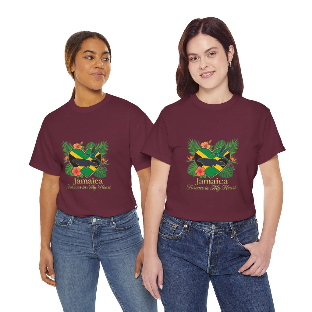 Jamaica Heart Graphic Tee — "Jamaica Forever in My Heart" Tropical Flag T-Shirt