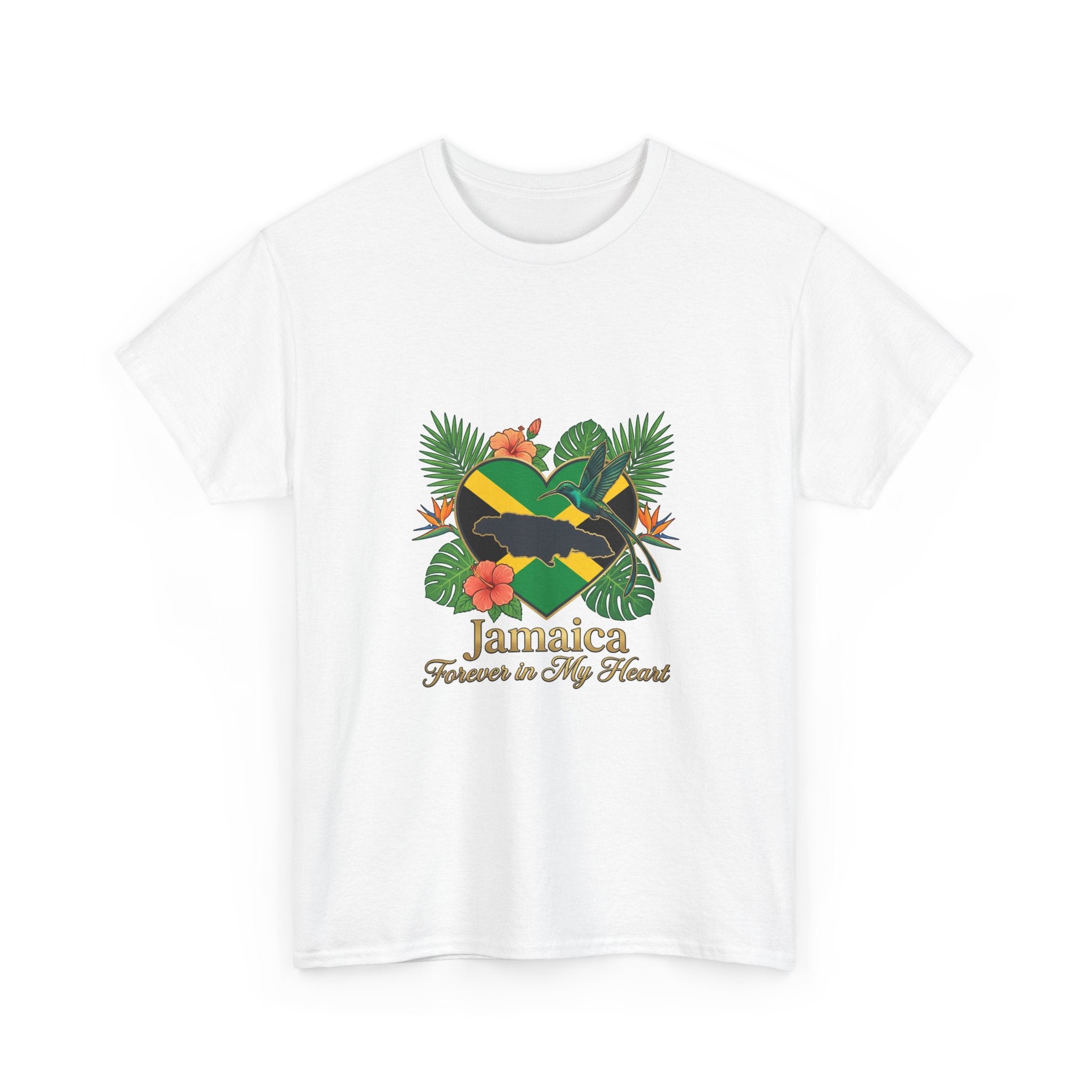 Jamaica Heart Graphic Tee — "Jamaica Forever in My Heart" Tropical Flag T-Shirt