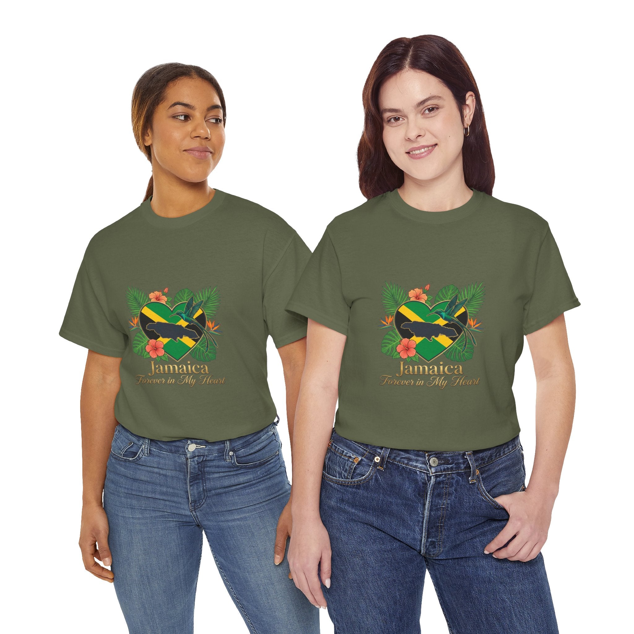 Jamaica Heart Graphic Tee — "Jamaica Forever in My Heart" Tropical Flag T-Shirt