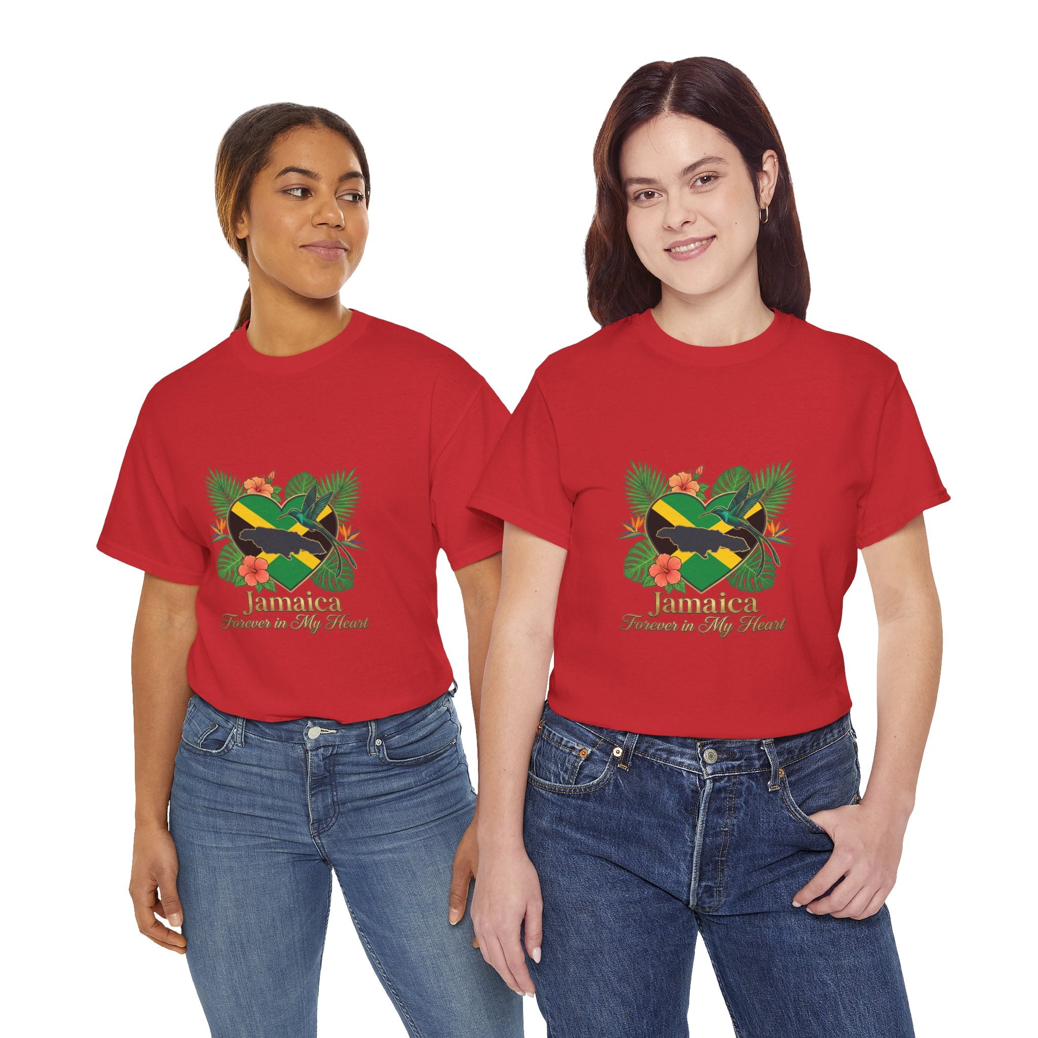 Jamaica Heart Graphic Tee — "Jamaica Forever in My Heart" Tropical Flag T-Shirt