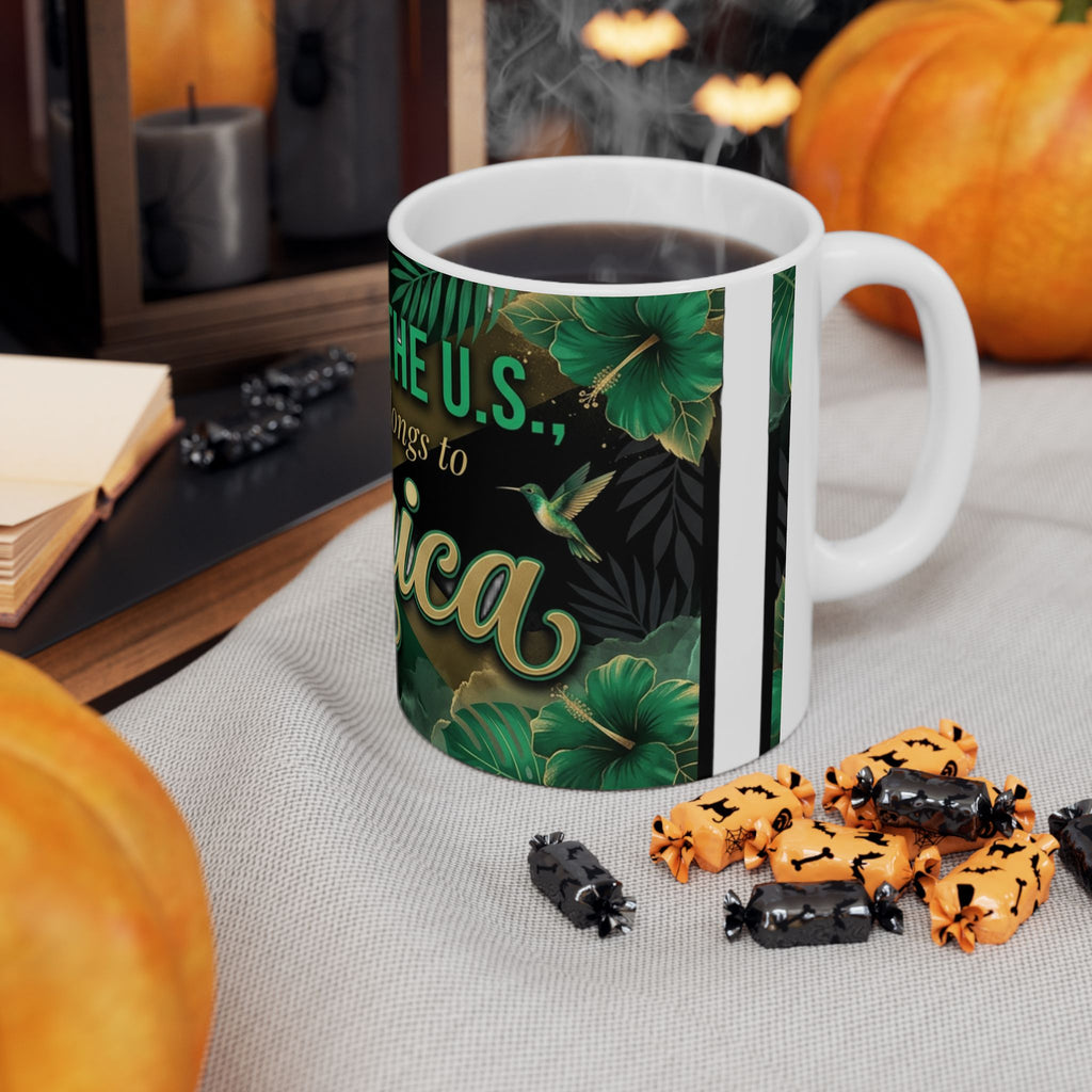 My heart belongs to Jamaica Mug | Ceramic Jamaica flag coffee cup