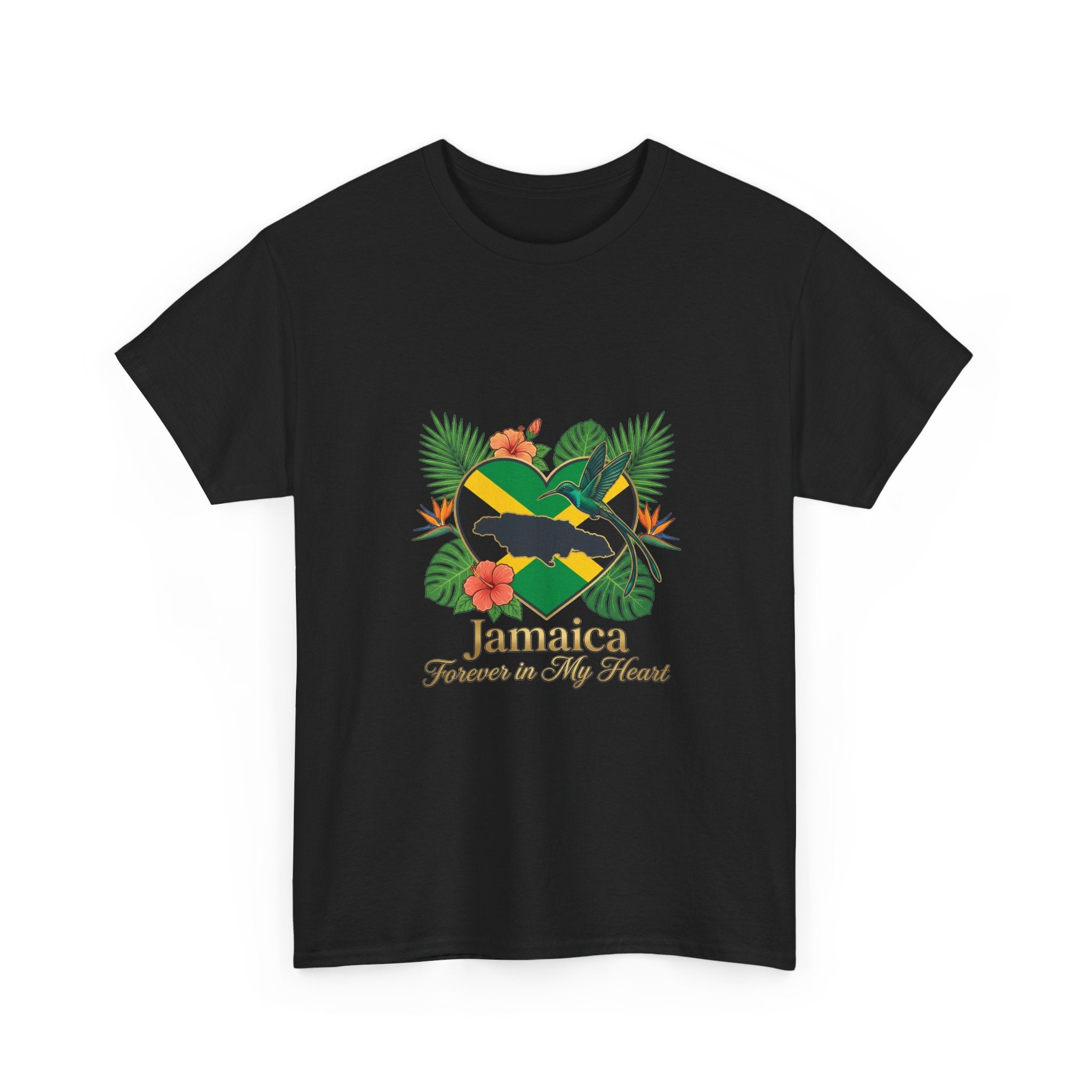 Jamaica Heart Graphic Tee — "Jamaica Forever in My Heart" Tropical Flag T-Shirt
