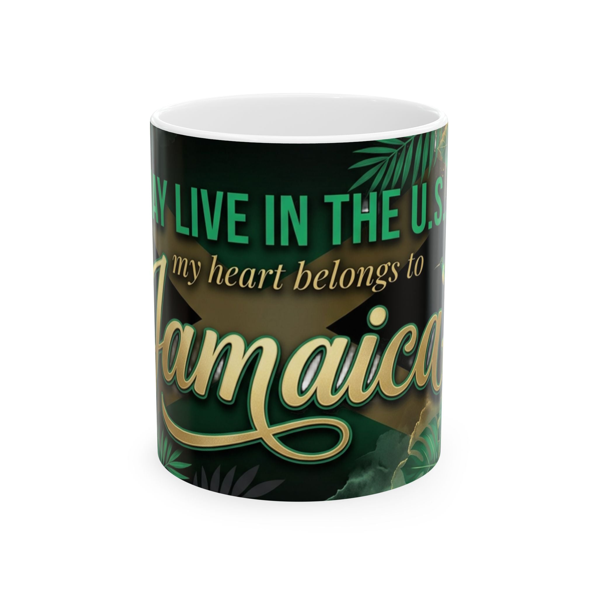 My heart belongs to Jamaica Mug | Ceramic Jamaica flag coffee cup