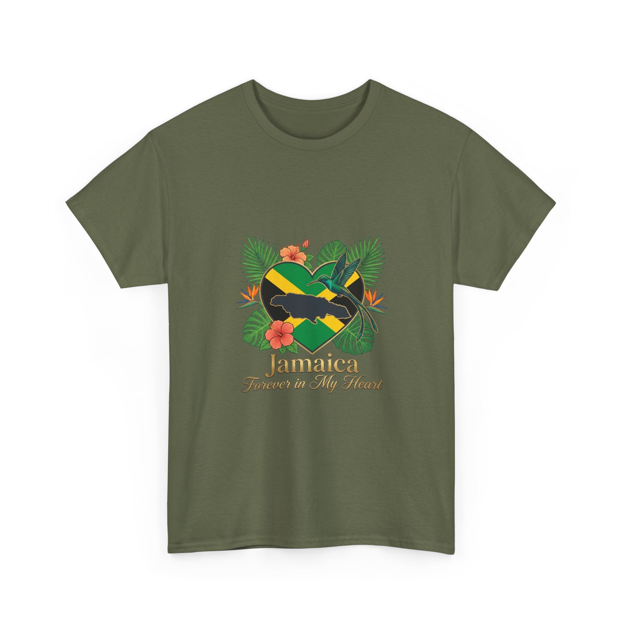 Jamaica Heart Graphic Tee — "Jamaica Forever in My Heart" Tropical Flag T-Shirt