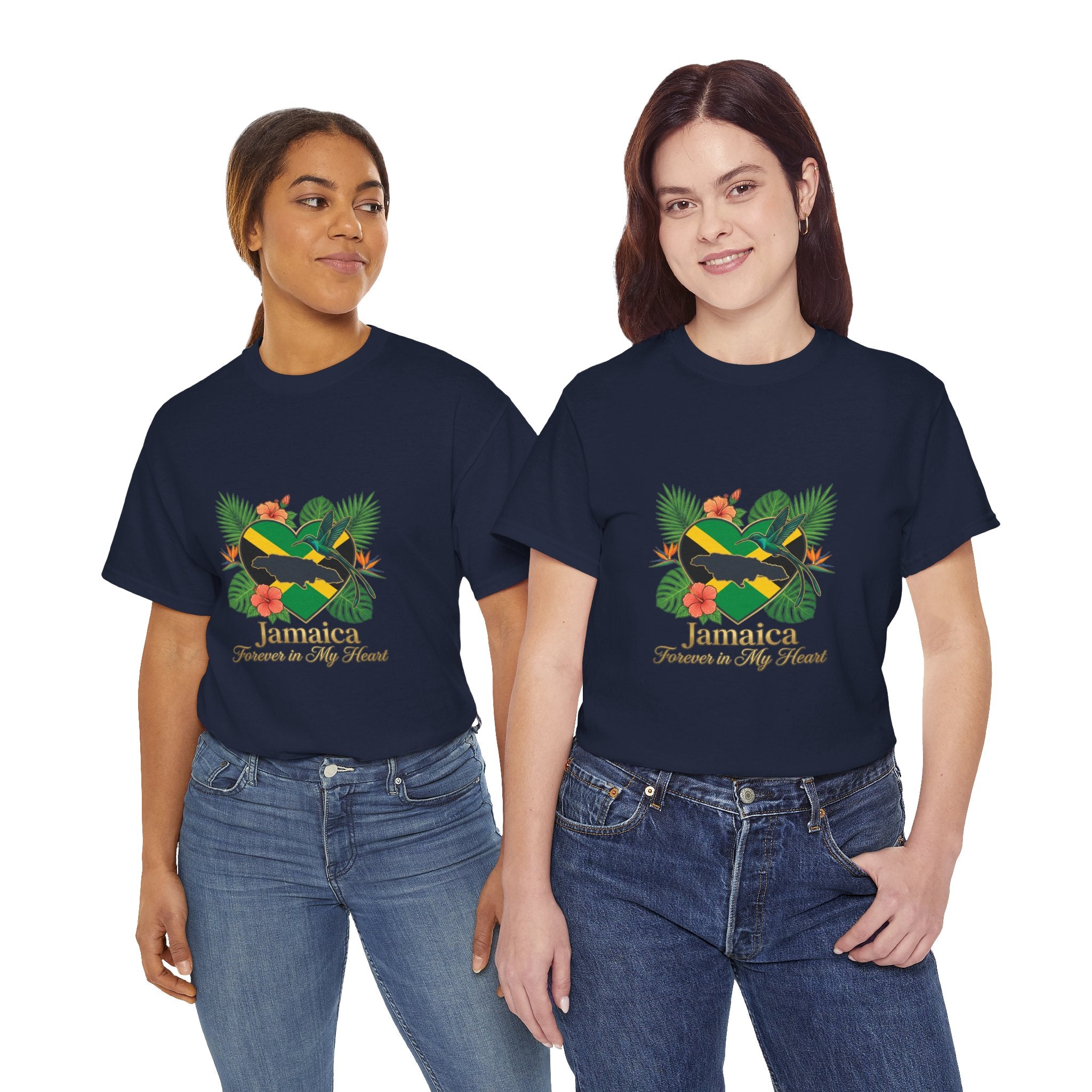 Jamaica Heart Graphic Tee — "Jamaica Forever in My Heart" Tropical Flag T-Shirt