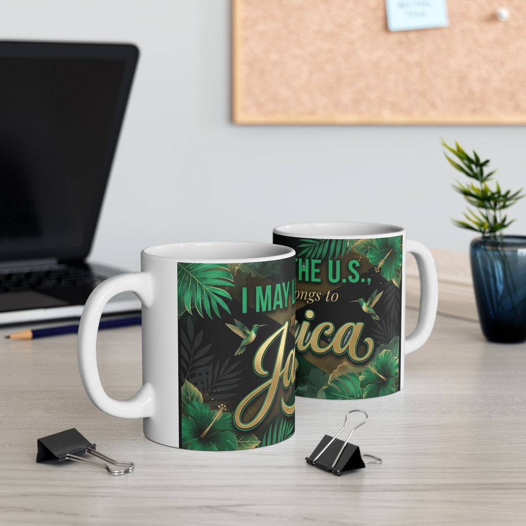 My heart belongs to Jamaica Mug | Ceramic Jamaica flag coffee cup