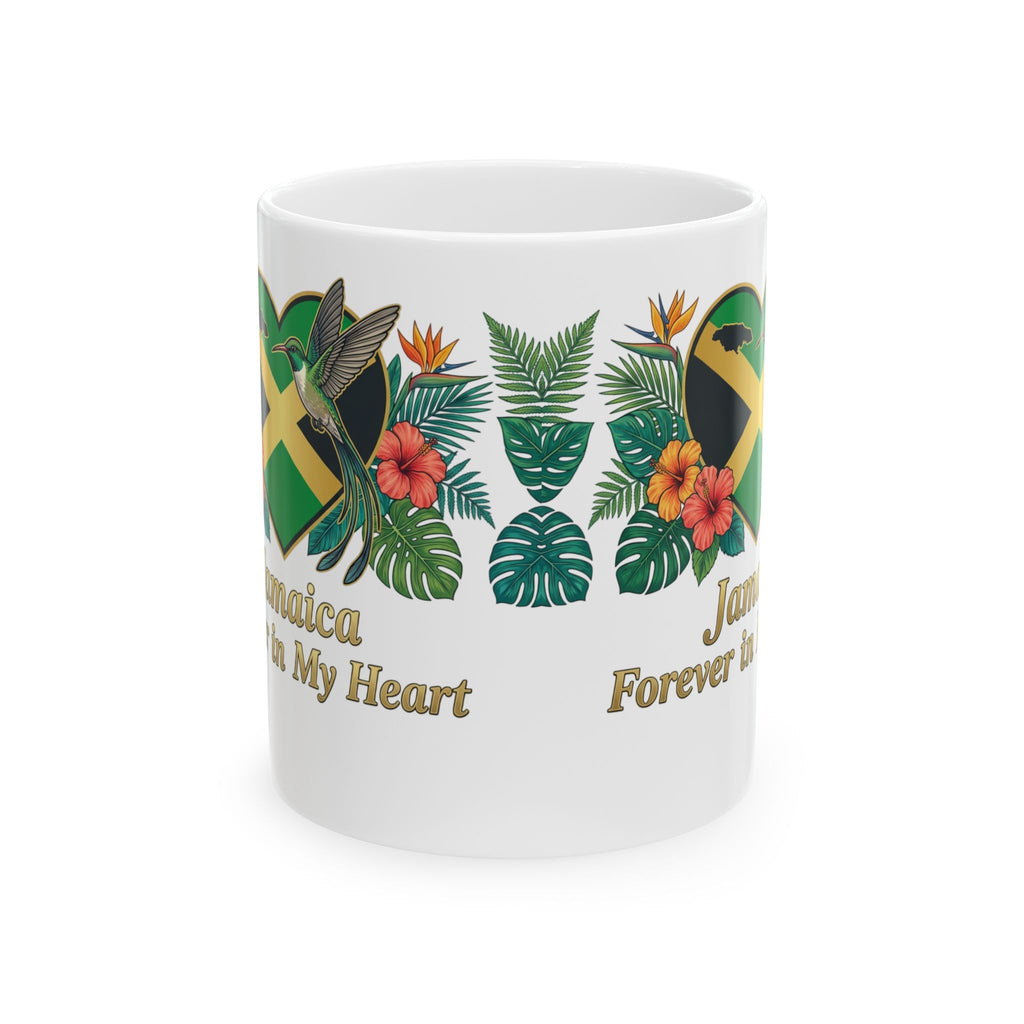 Jamaica Forever in My Heart Ceramic Mug | Tropical Flag & Hibiscus 11oz/15oz
