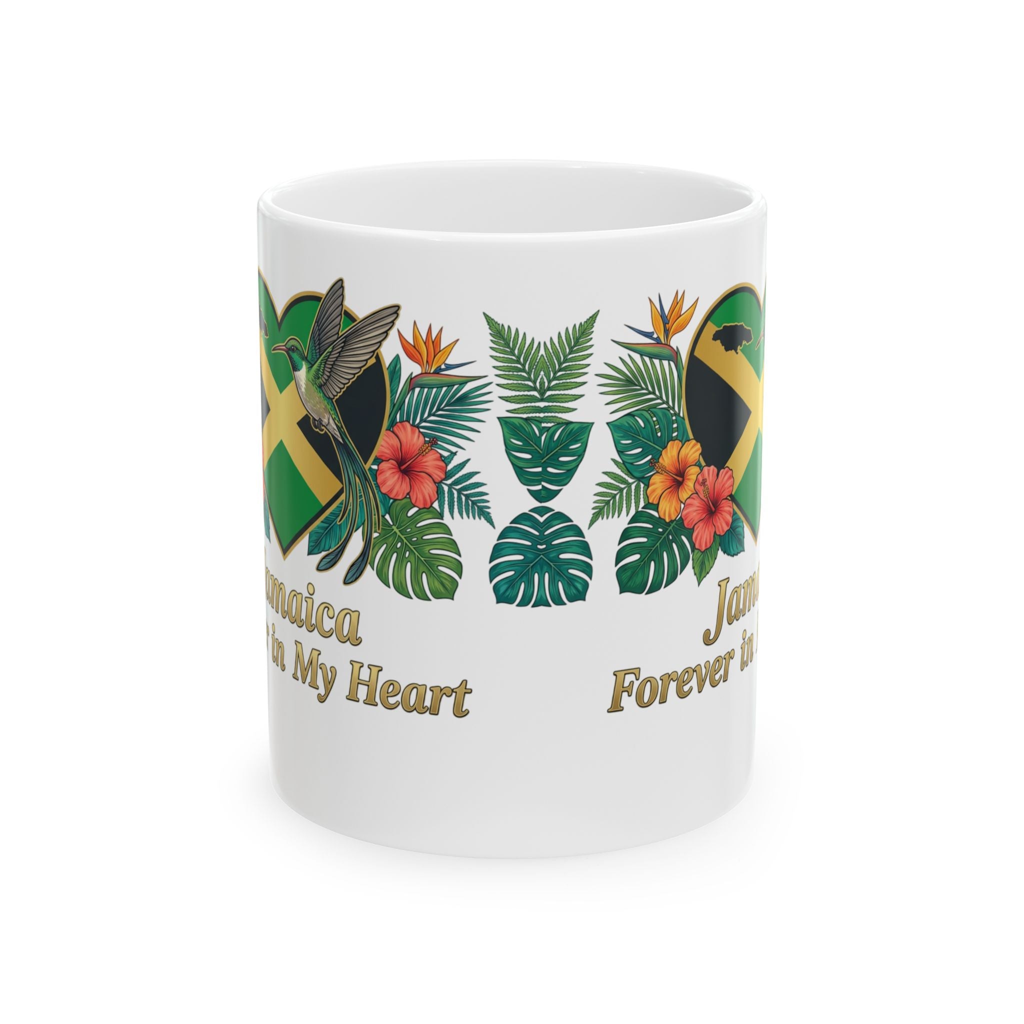 Jamaica Forever in My Heart Ceramic Mug | Tropical Flag & Hibiscus 11oz/15oz